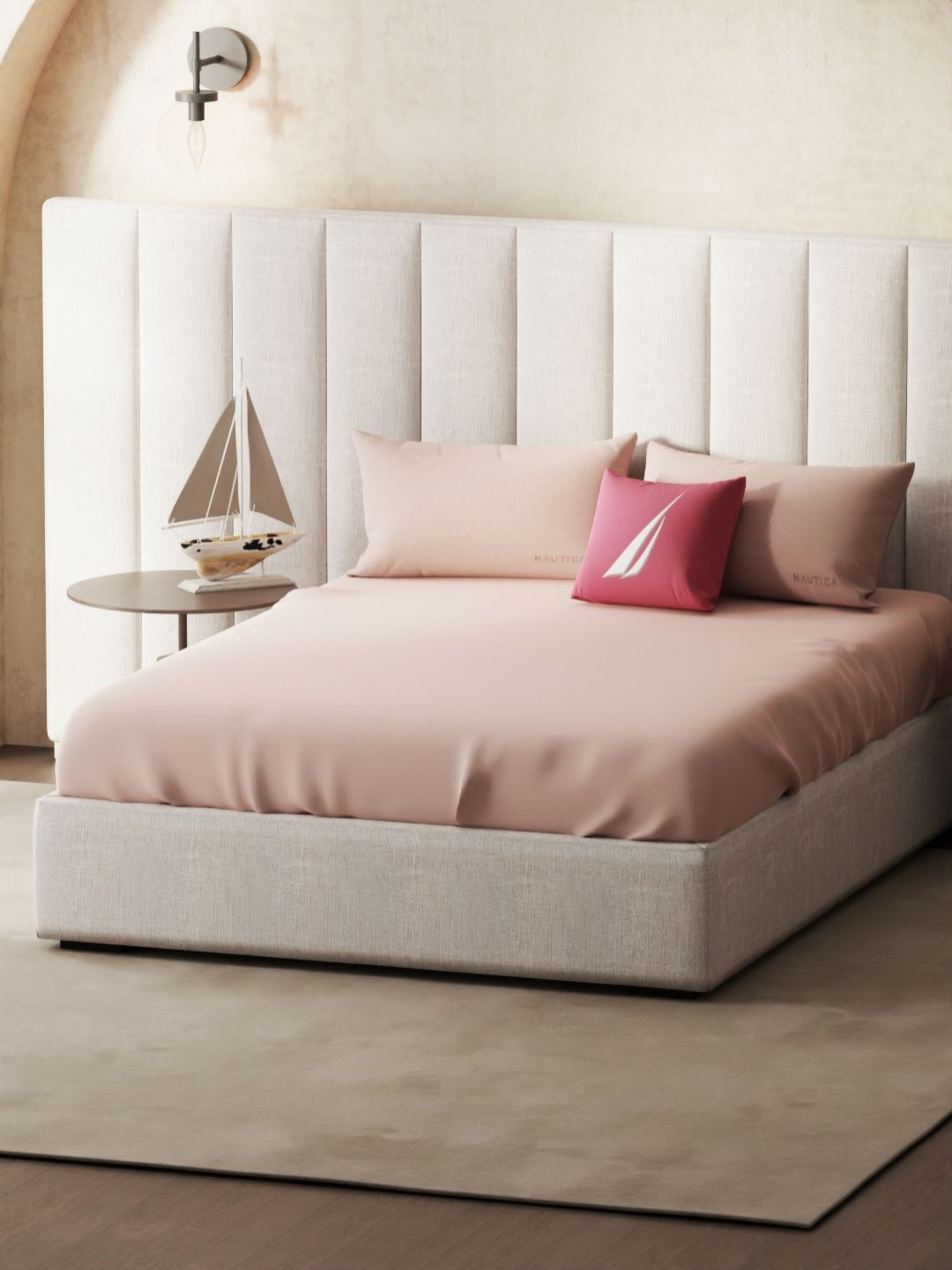 Nautica echo-300 Rose Pure Cotton 300 TC King Bedsheet Set 2.74 m X 2.74 m