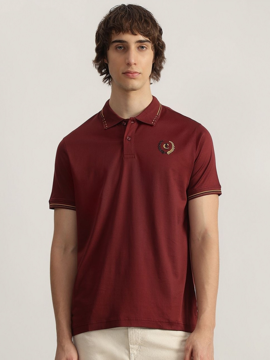 Iconic Men Solid Polo Neck T-Shirt