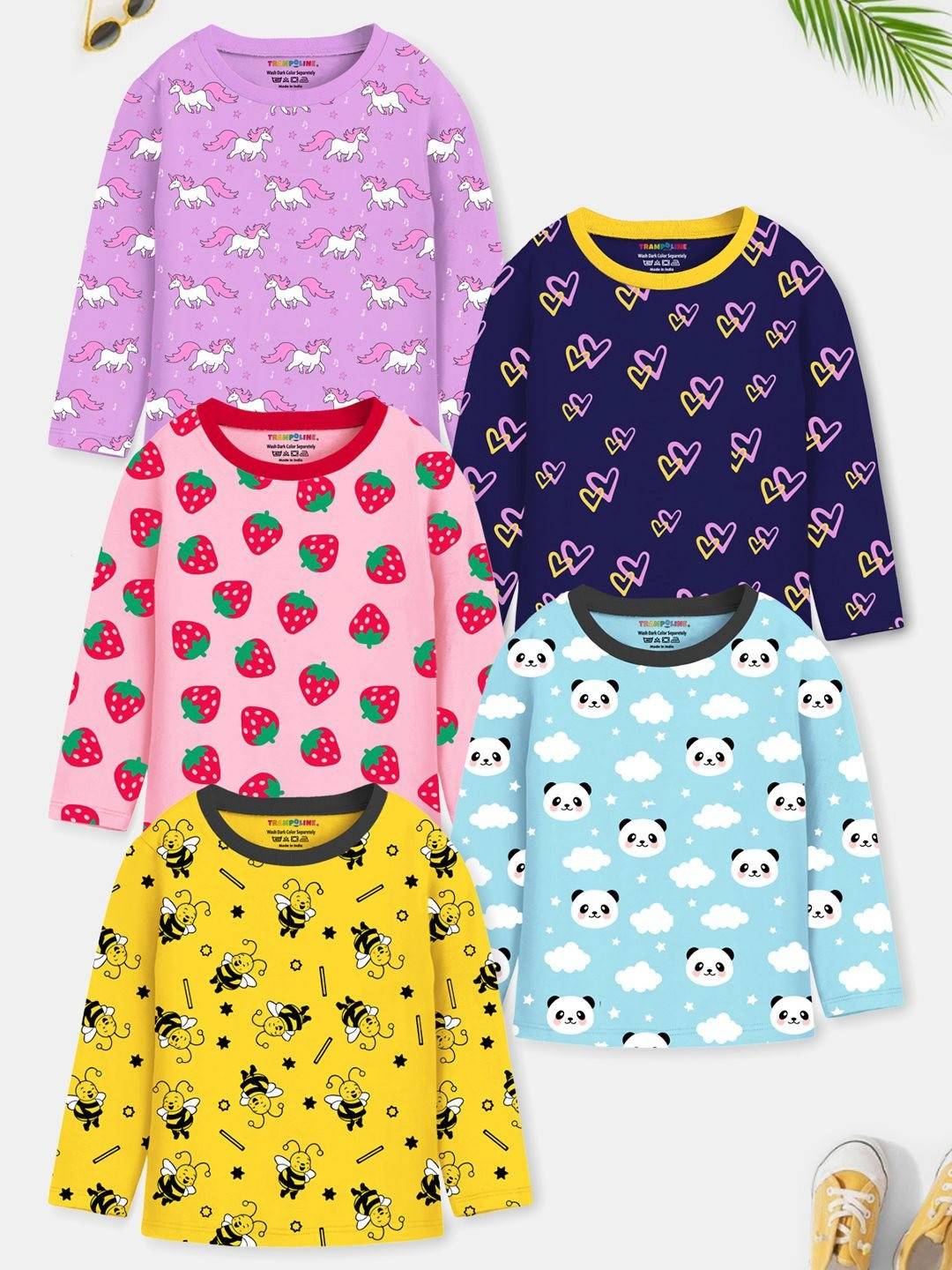 YK X Trampoline Unisex Kids Conversational Printed Round Neck Cotton T-shirt