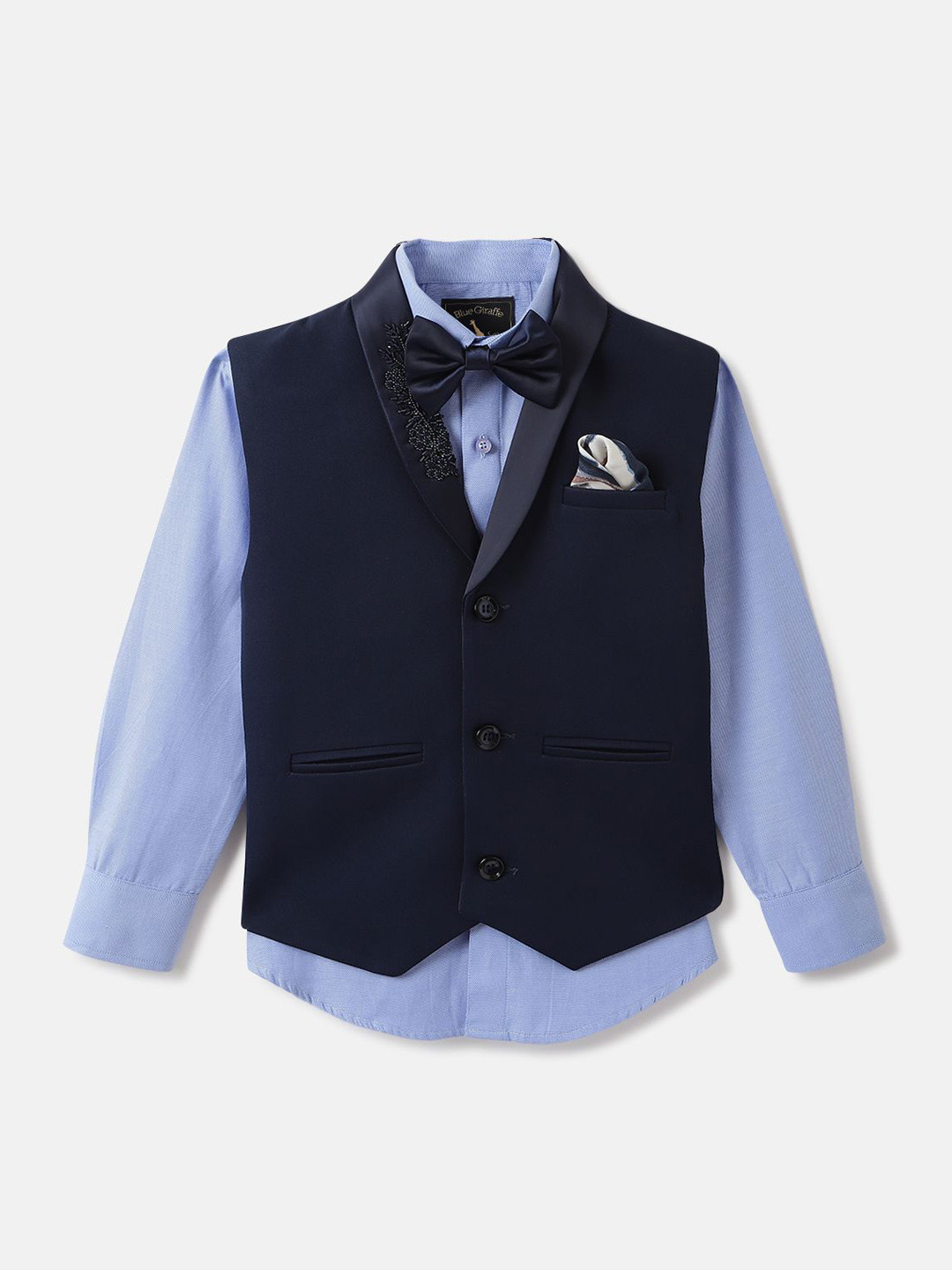 Blue Giraffe Boys Single-Breasted Waistcoat Set
