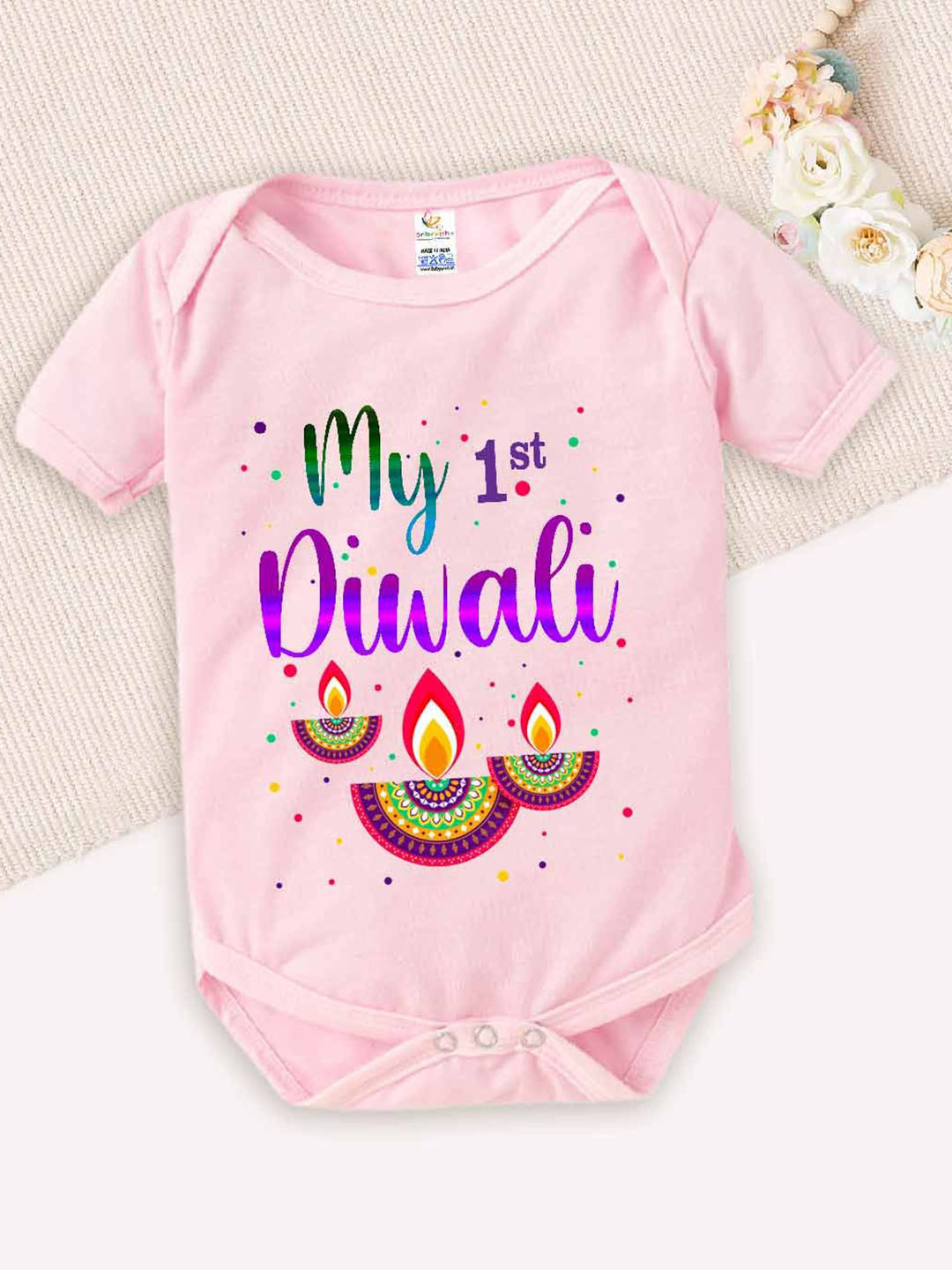 Babywish My First Diwali Kids Printed Cotton Bodysuit