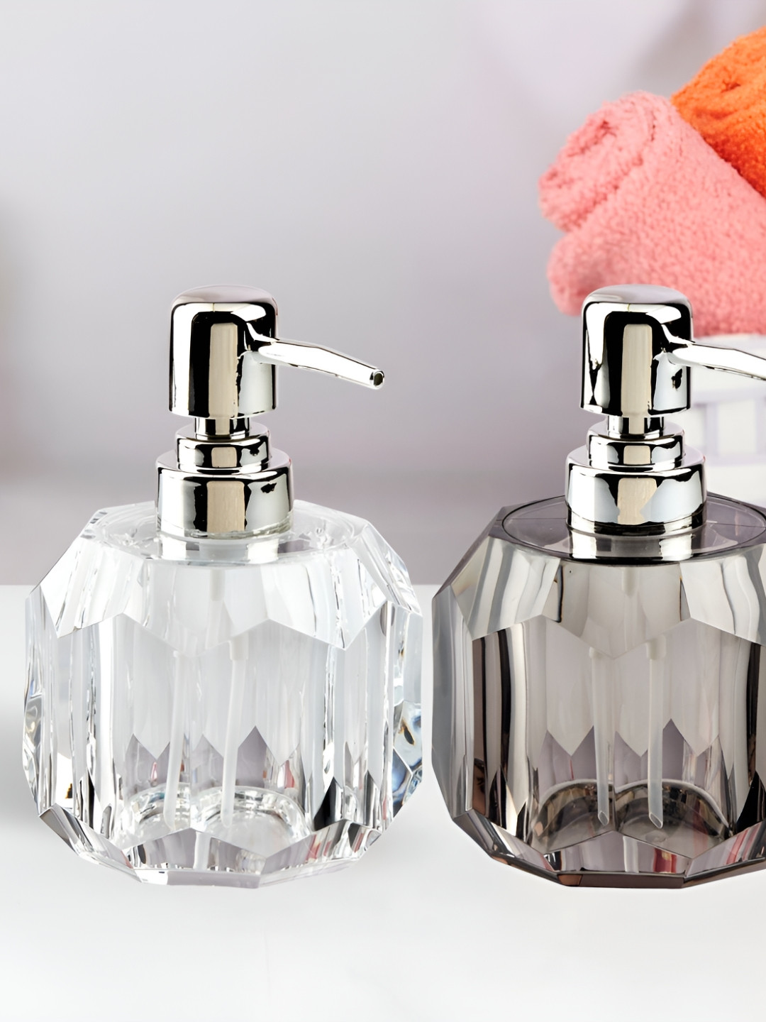 Kookee Grey & Transparent 2 Pieces Soap Dispenser 200ml Each