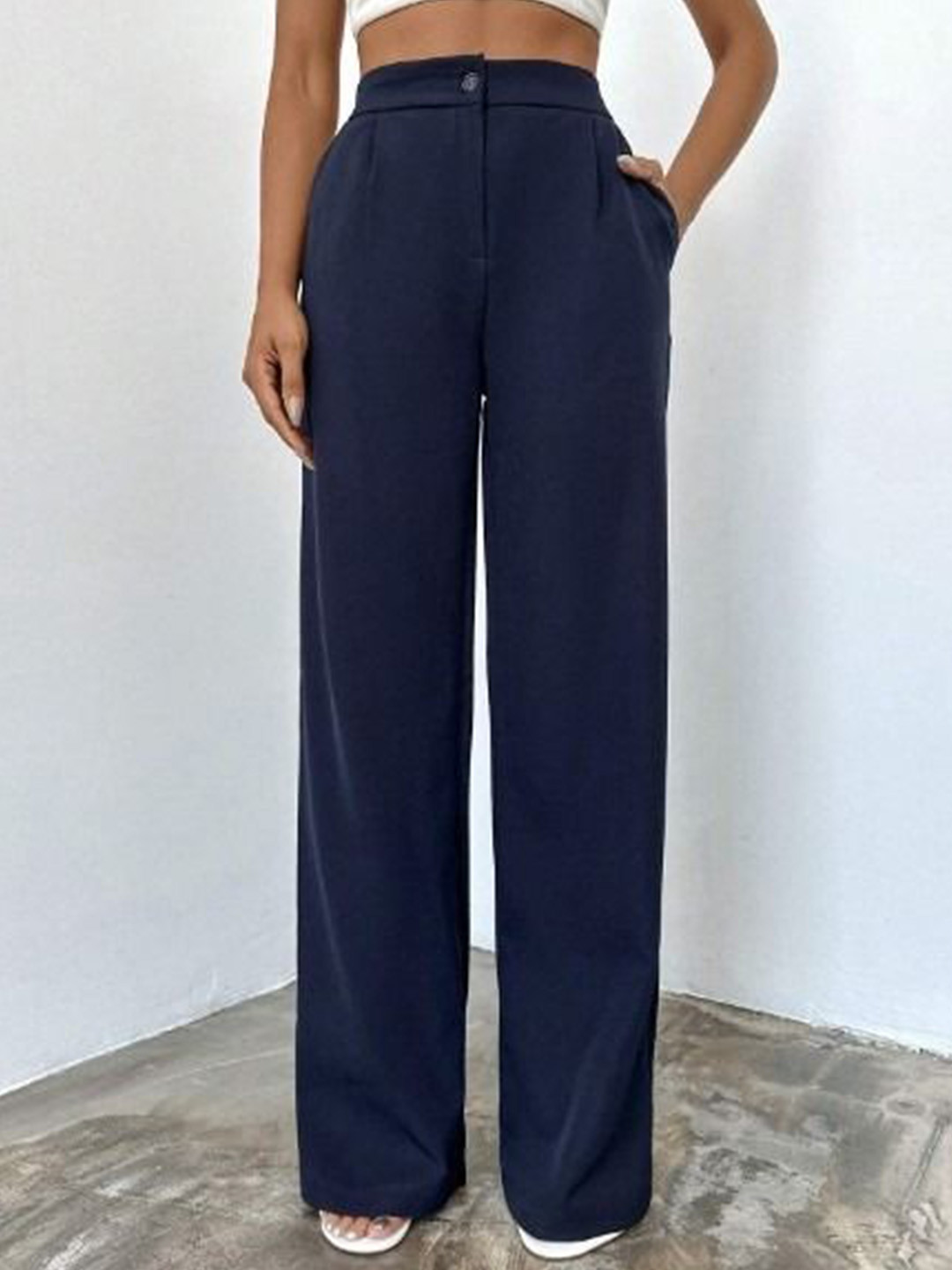 BROADSTAR Women Pleated Korean Smart Fit Pants