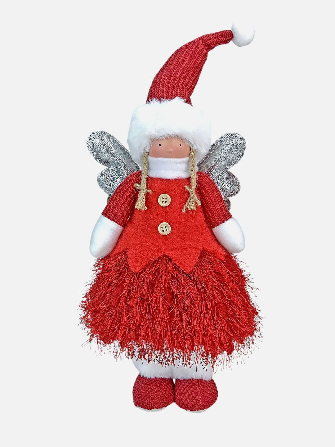 Little Surprise Box LLP Red & White Self Standing Christmas Angel Show Piece With Wings