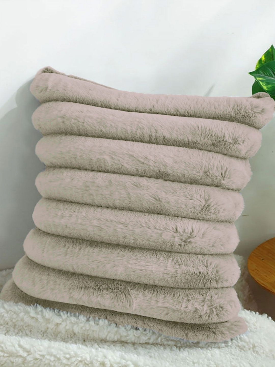 LUXEHOME INTERNATIONAL Taupe Square Cushion Covers