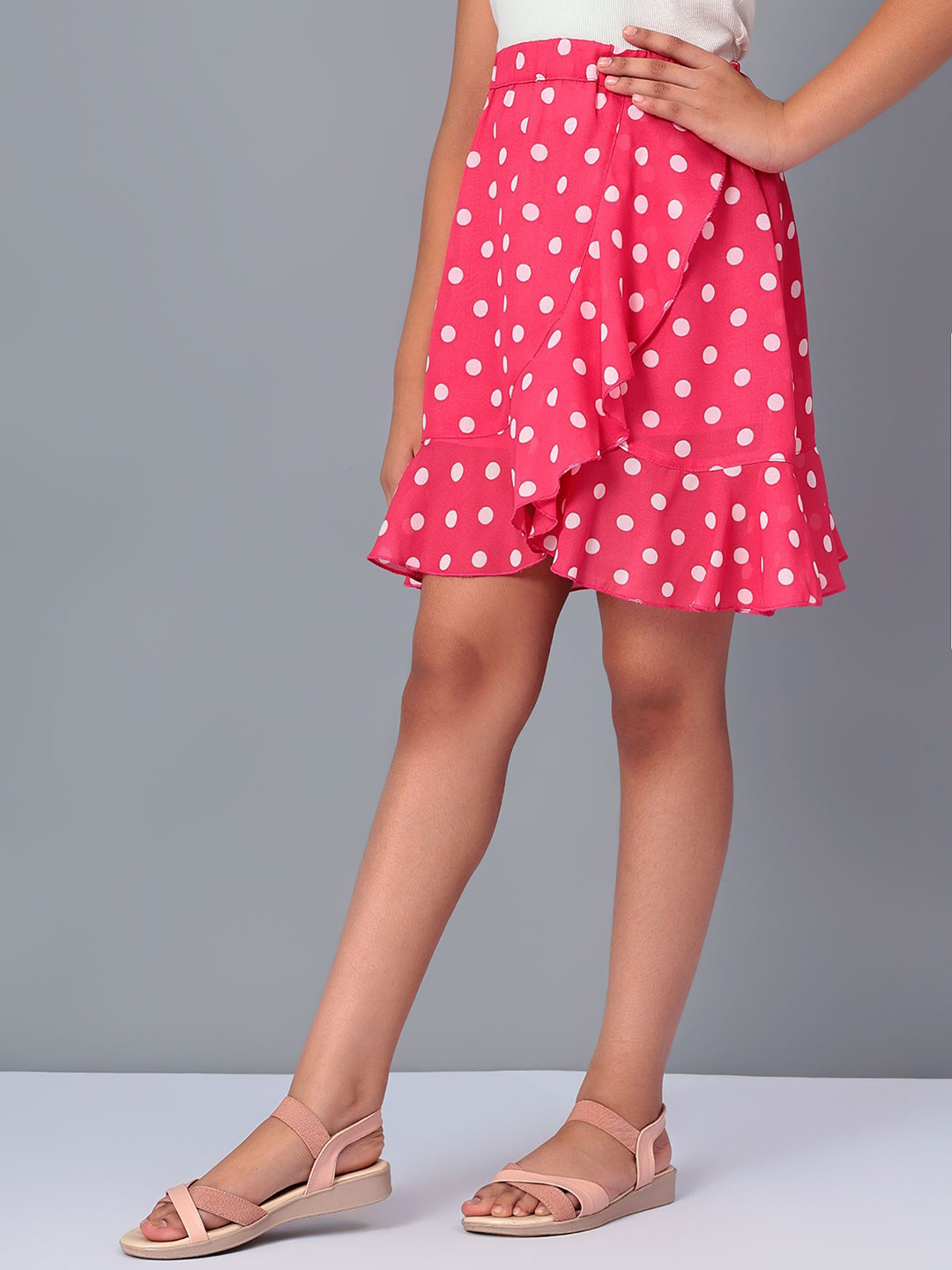 Merrigo Kidz Girls Polka Dotted Printed A-Line Mini Skirts