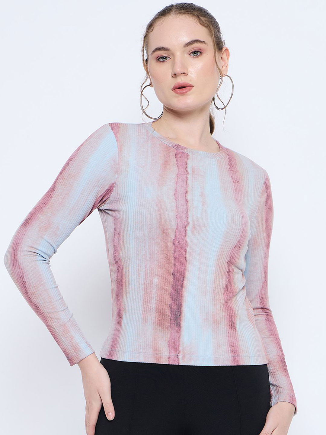 Madame Women Round Neck Tie and Dye Top