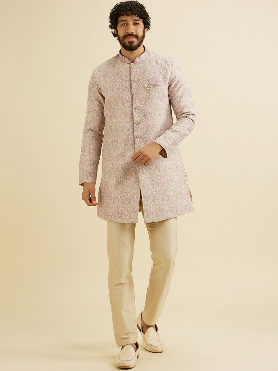 Manyavar Woven Design Printed Kurta with Trouser