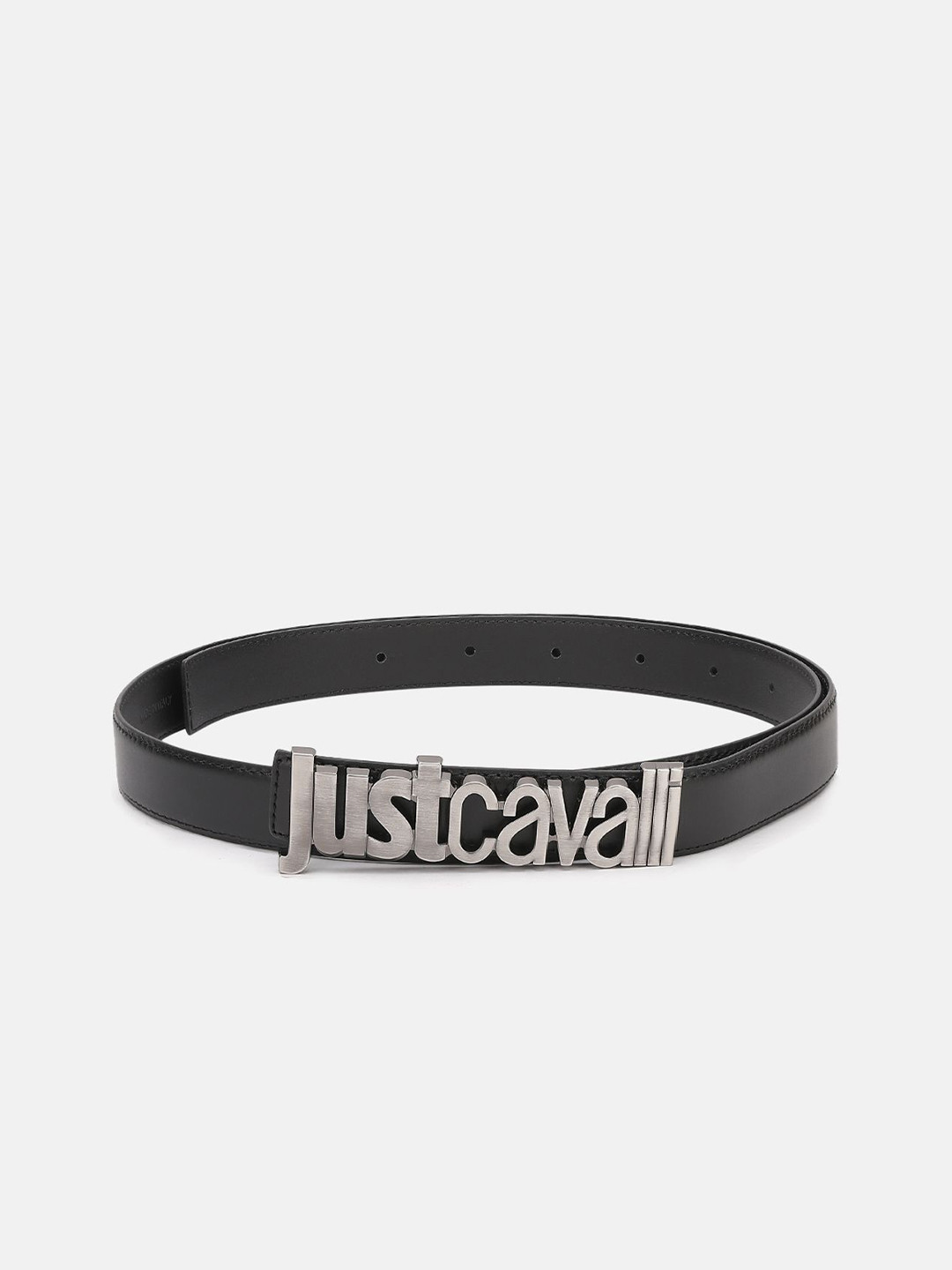 Just Cavalli Men Black Solid Belt With Push Pin Buckle