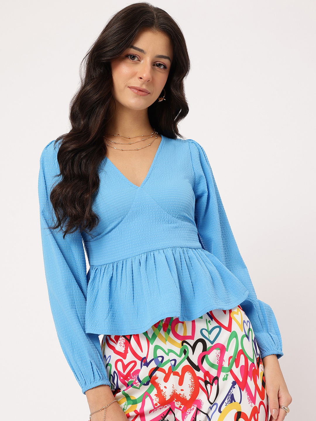 DressBerry Textures Seersucker Peplum Top