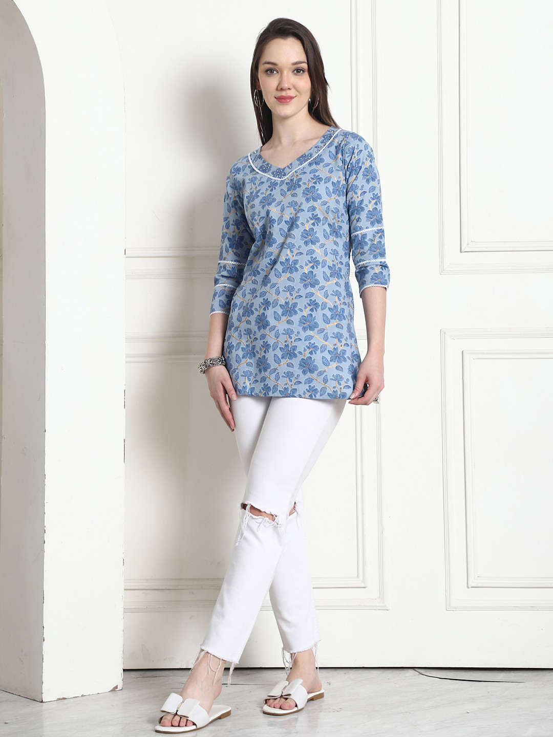 Roly Poly Women Floral Printed Cotton Ethnic Kurtis