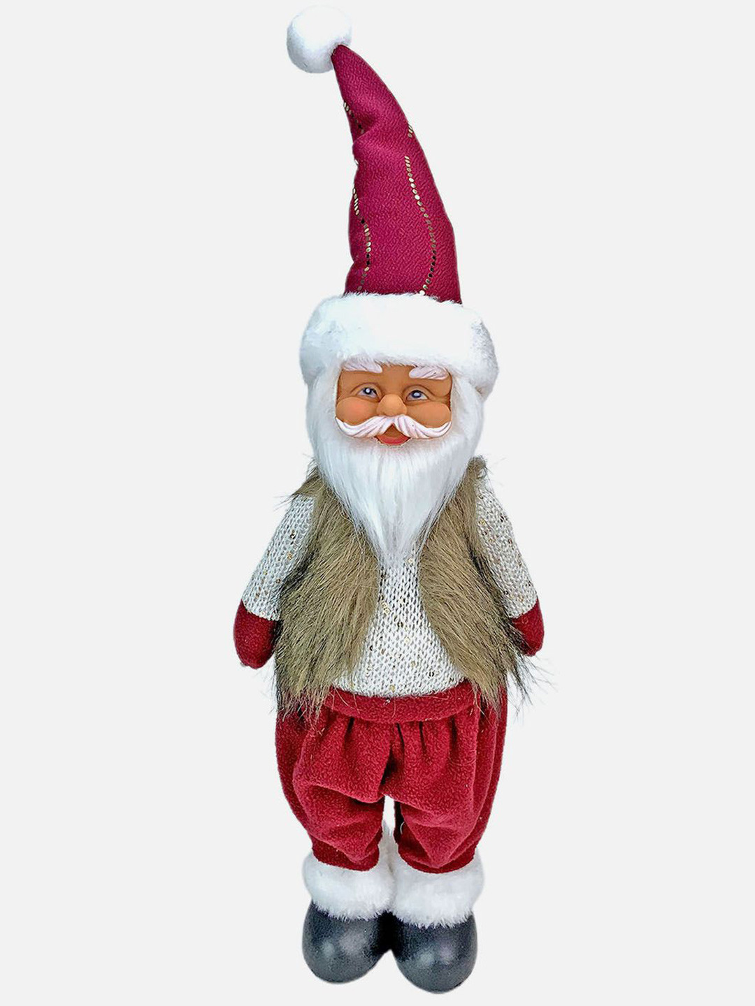 Little Surprise Box LLP Cream-Coloured & Maroon Self Standing Santa Christmas Decor