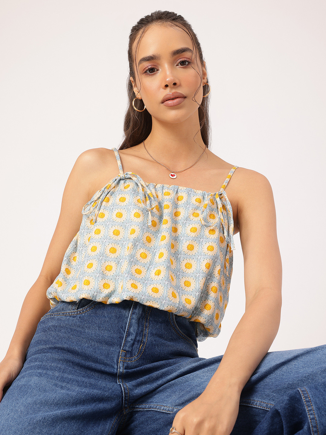 DressBerry Floral Print Crop Blouson Top