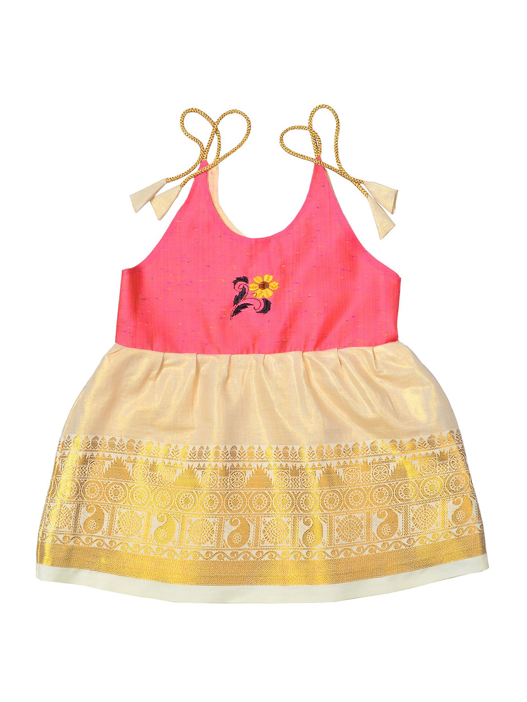 BAESD Infant Girls Kerala Kasavu Dress