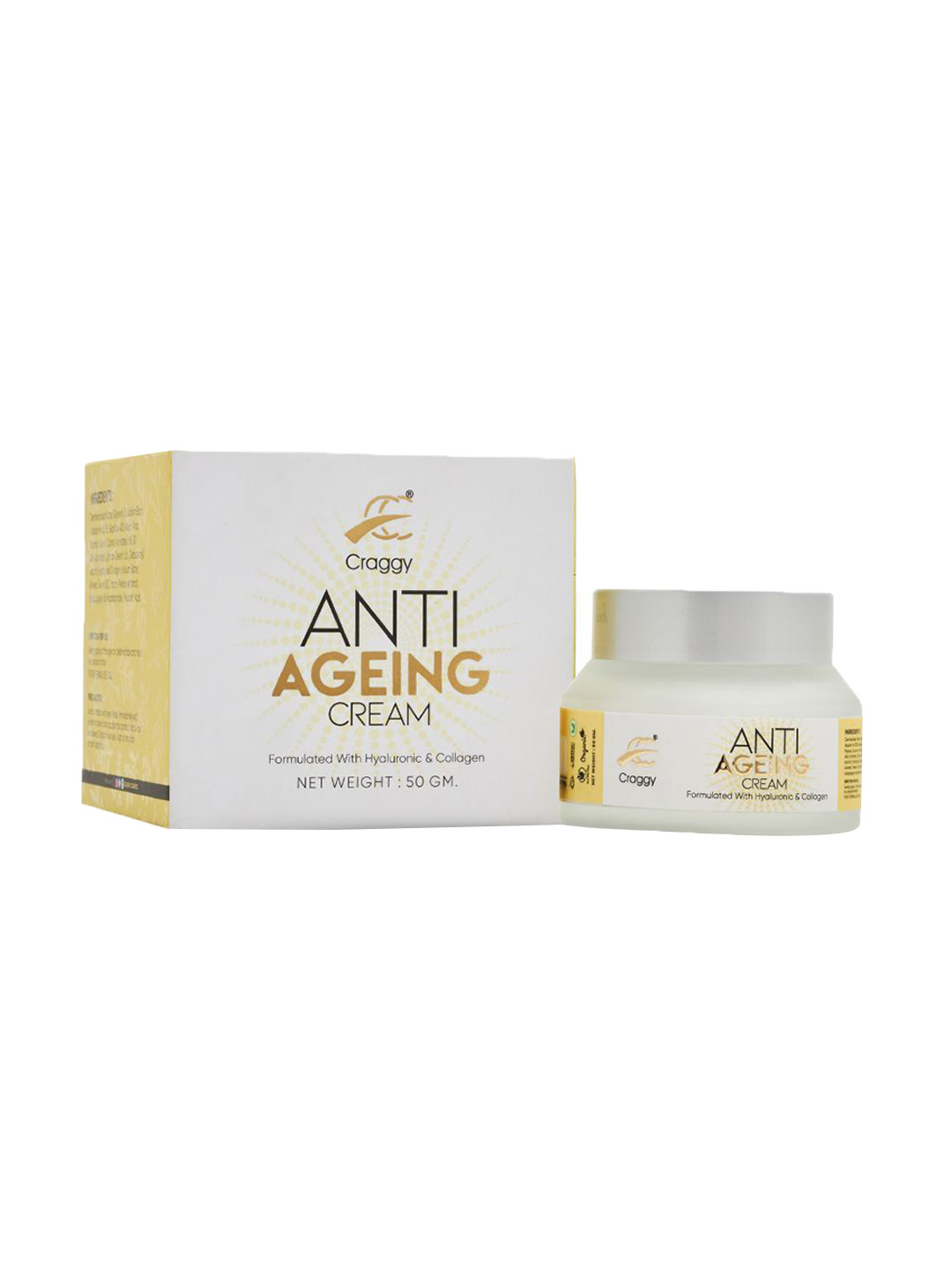 Craggy Cosmetic Anti Ageing Cream Formulated With Hyaluronic & Collagen- 50 g