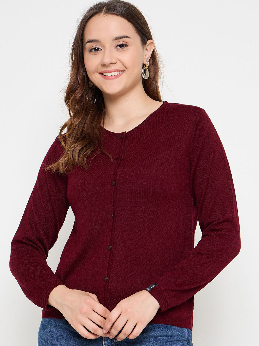 CREATIVE LINE Women Round Neck Woollen Cardigan