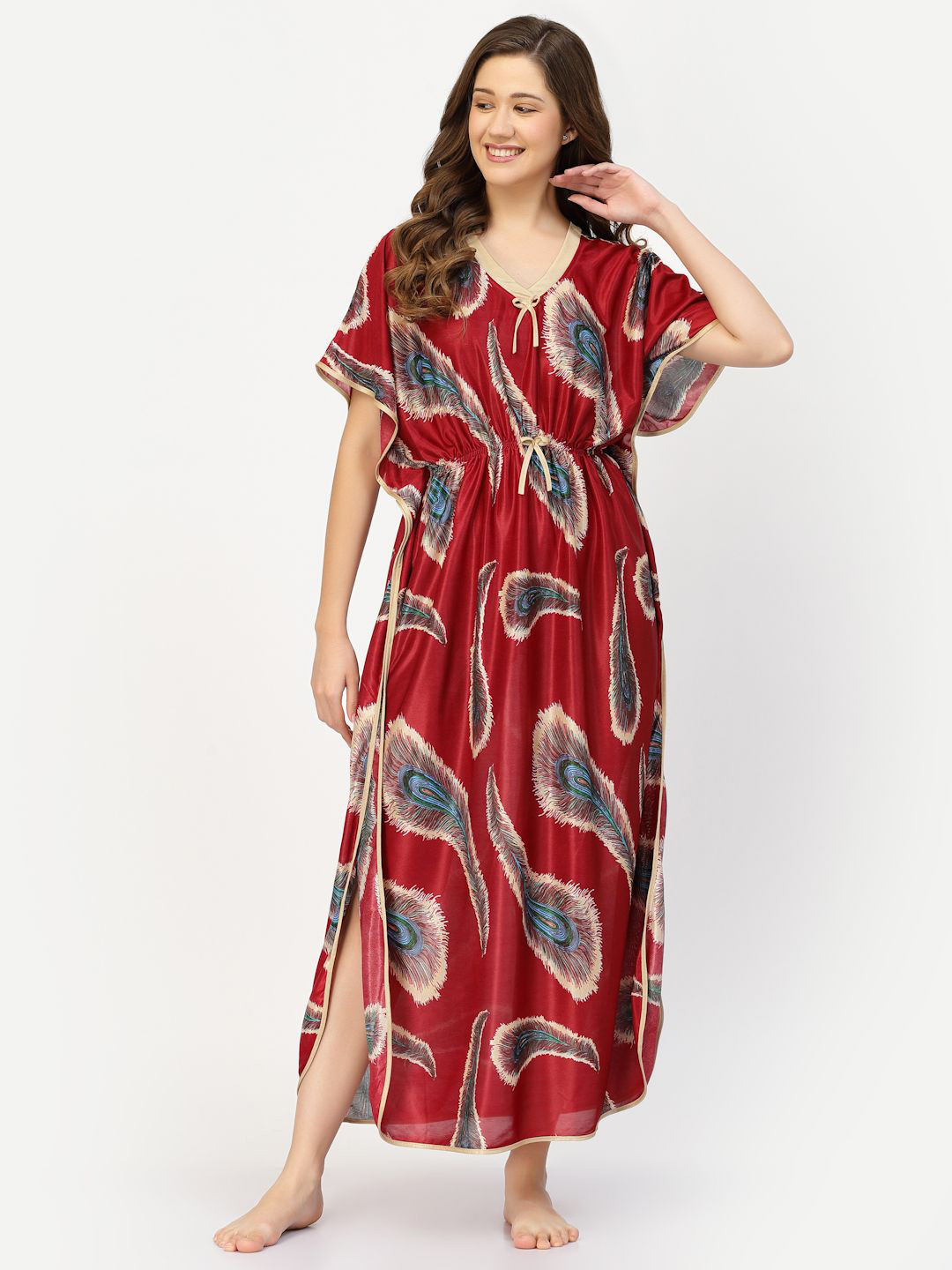 CHUI MUI Ethnic Motifs Printed Maxi Kaftan Nightdress