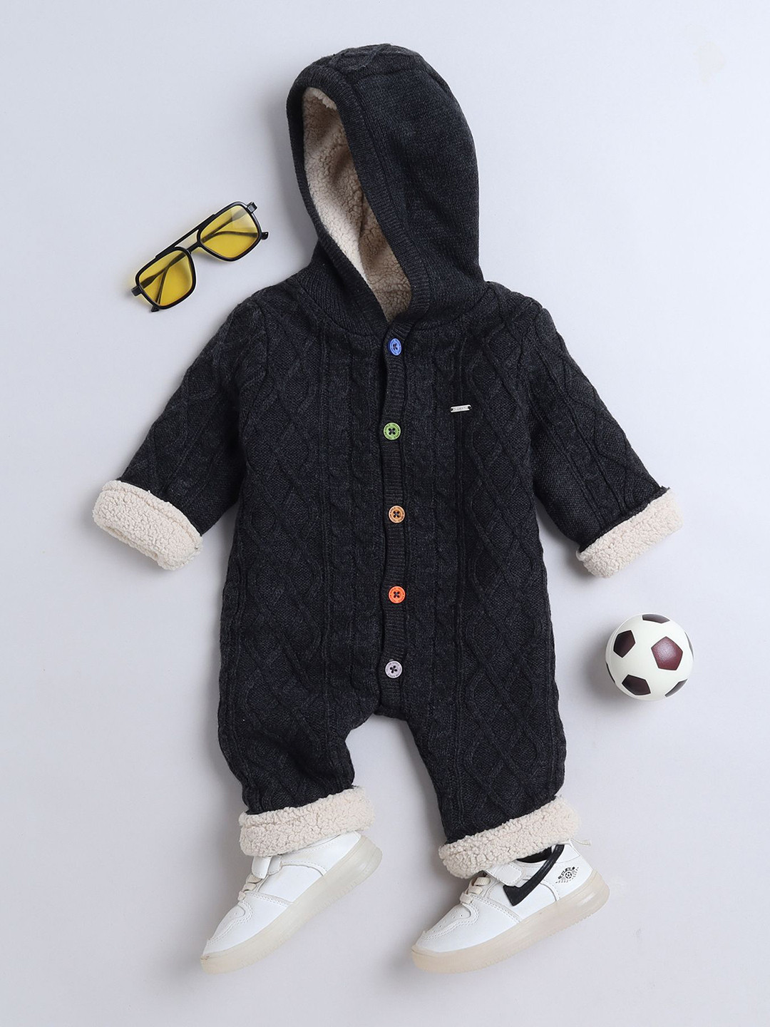 Yellow Apple Kids Long Sleeve Hooded Rompers