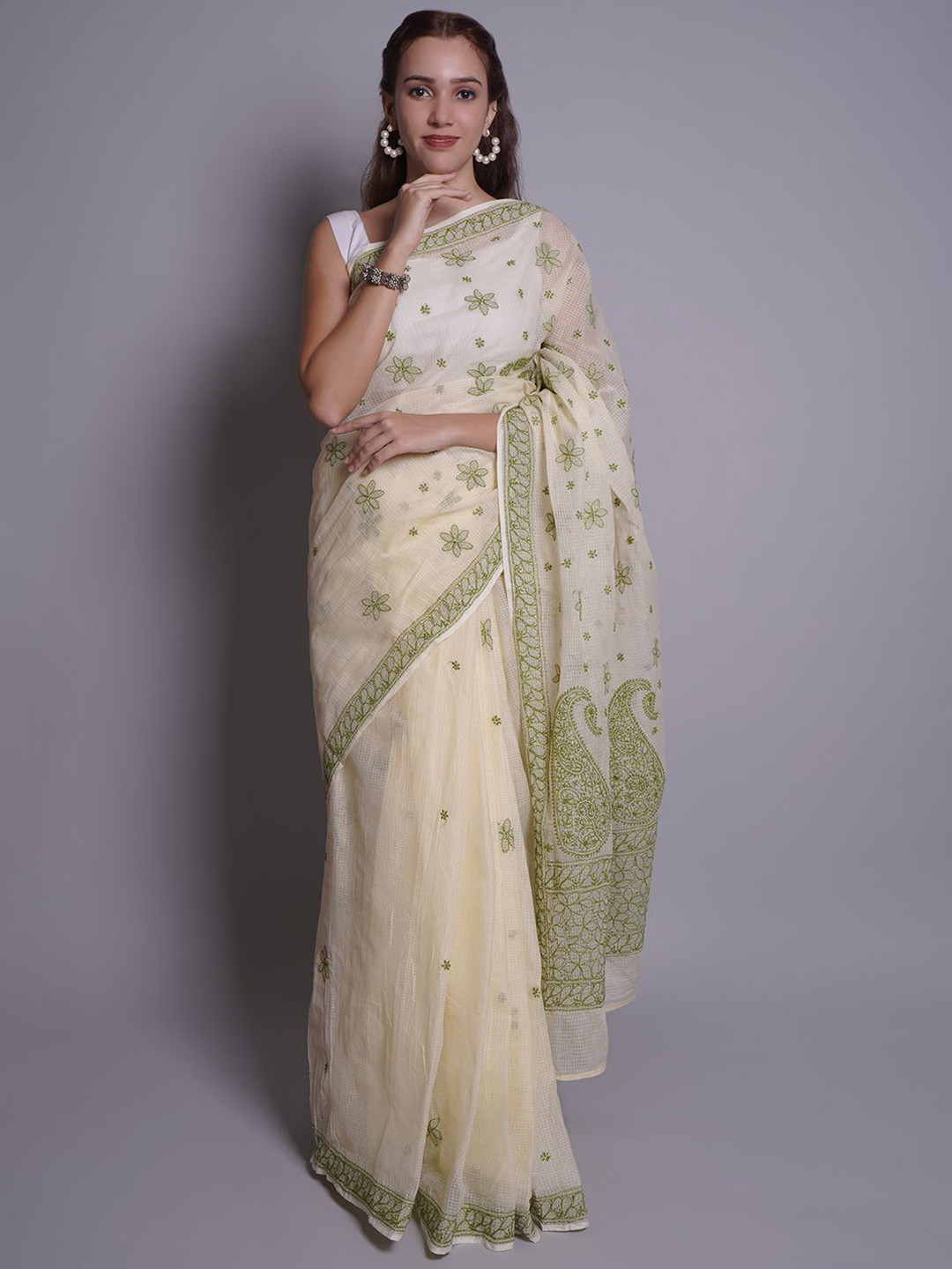 Seva Chikan Hand Embroidered Ethnic Motifs Kota Saree