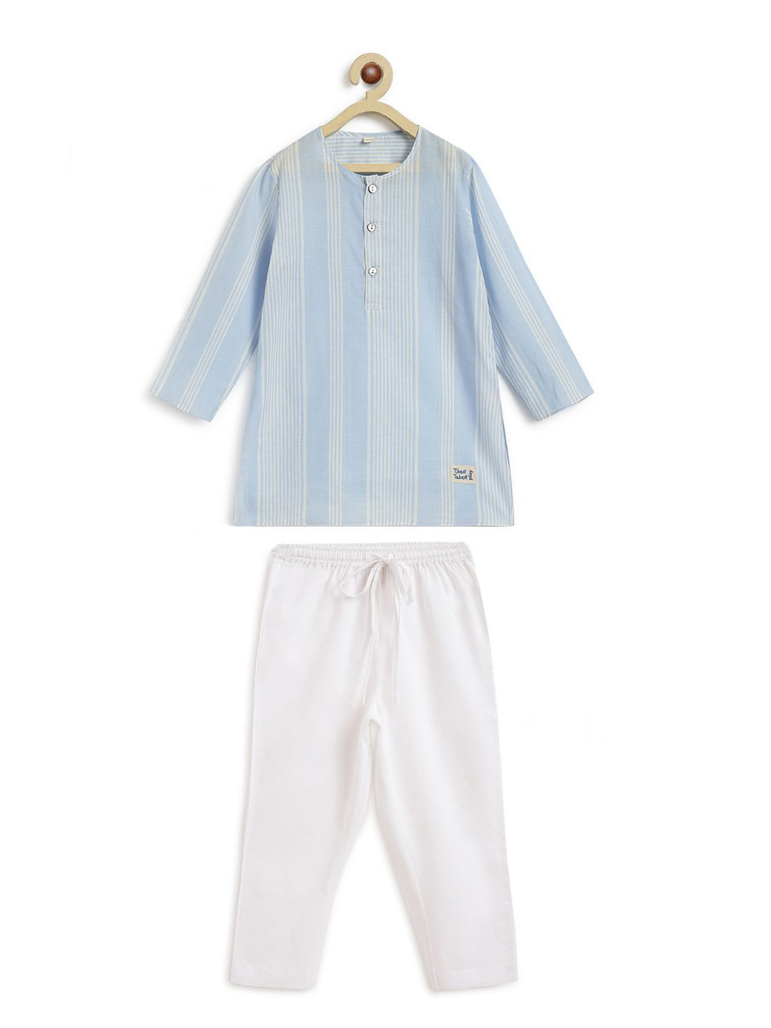 Tiber Taber Boys Striped Pure Cotton Straight Kurta with Pyjamas