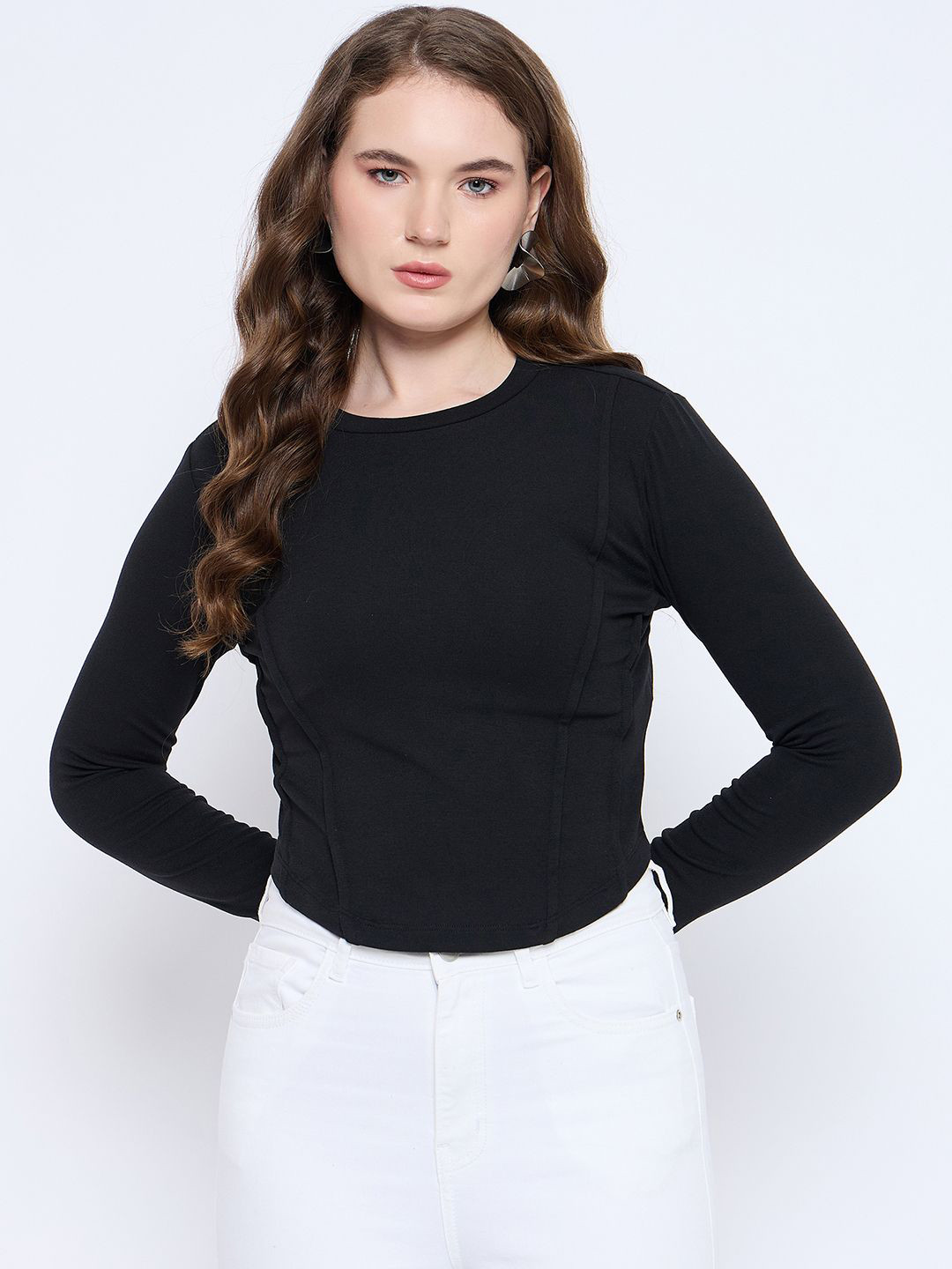 Madame Women Round Neck Corset Top