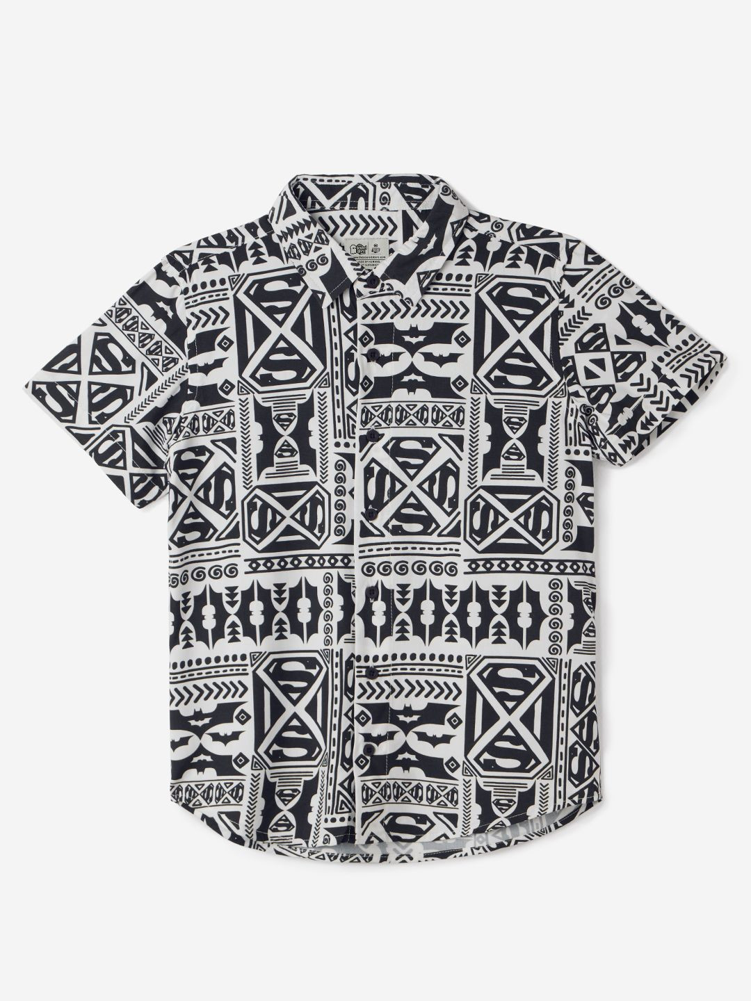 The Souled Store Boys Regular Fit Batman Printed White Casual Shirts
