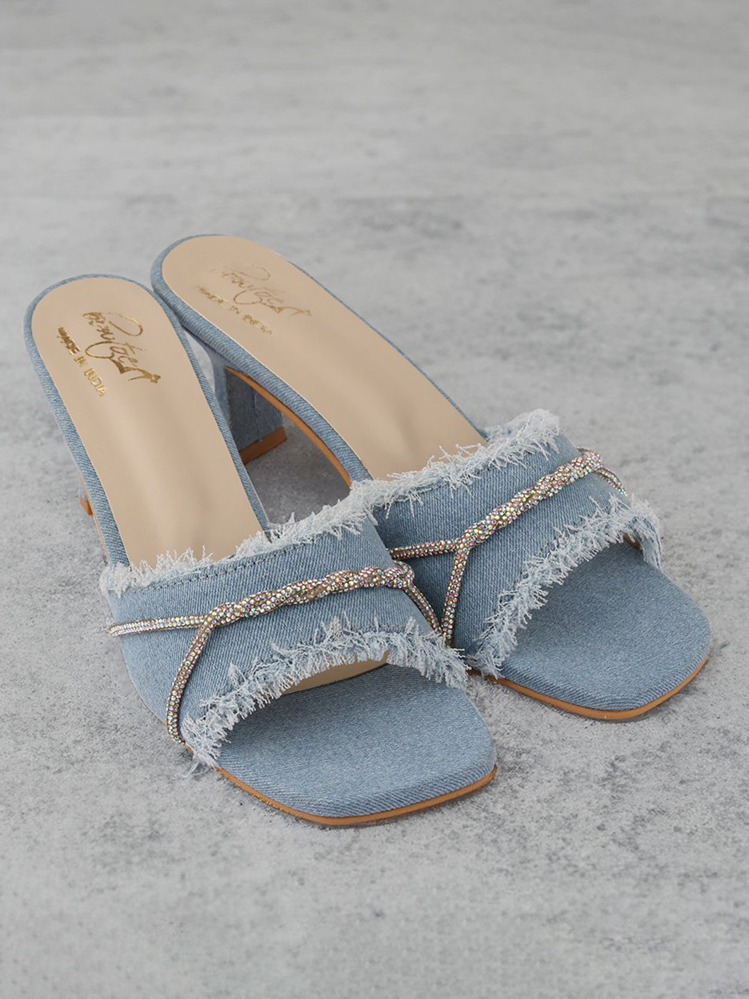 Bowtoes Women Embellished Denim Slim Heeled Sandal