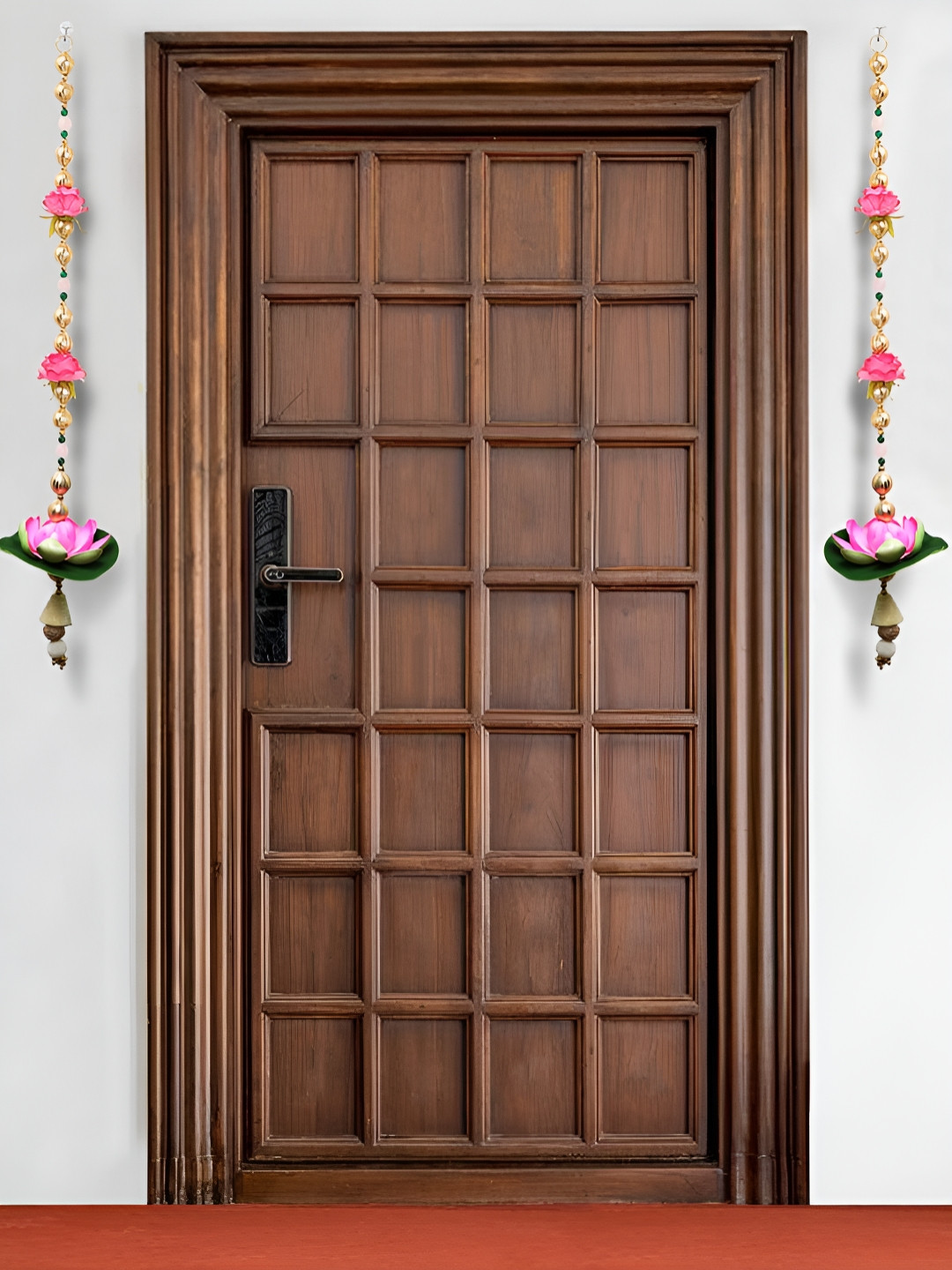 Shubhanjali Pink & Gold Toned 2 Pieces Lotus Flower Door Hangings