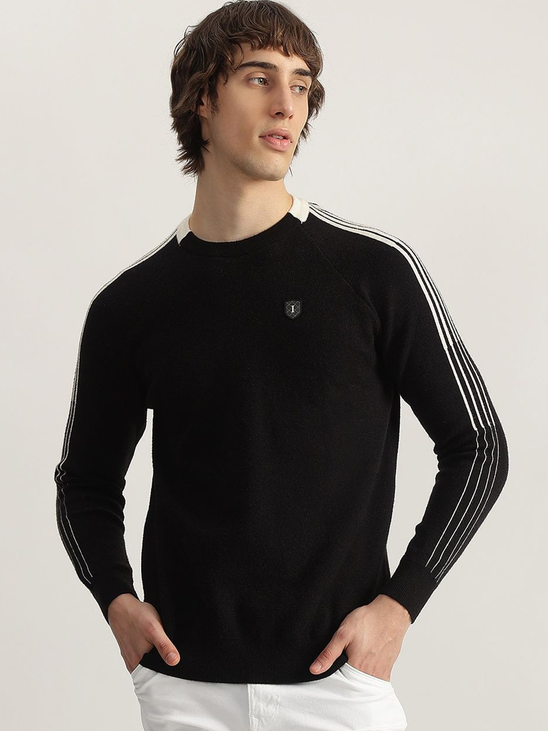 Iconic Men Solid Round Neck Pullover Style Sweater