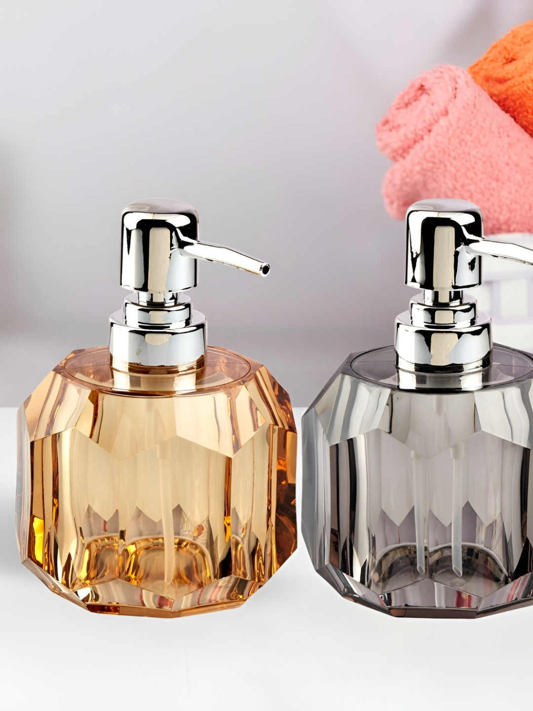 Kookee Brown & Grey 2 Pieces Soap Dispenser 200ML Each