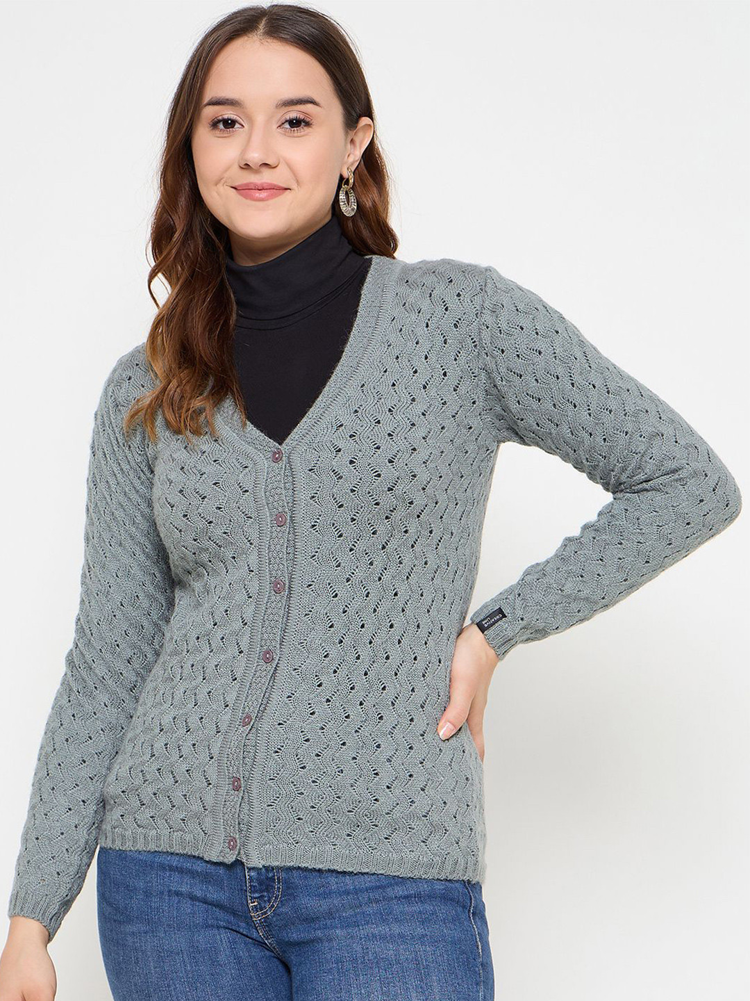 CREATIVE LINE Women Self Design Winter Wear Casual Cardigan