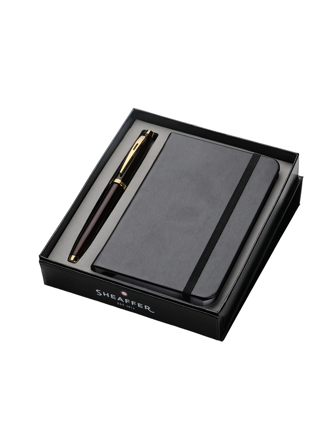 Sheaffer Coffee Brown with Gold Trim G9370 Medium Nib Fountain Pen with Notebook Giftset