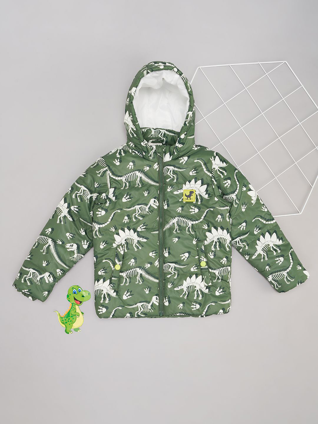 Pantaloons Junior Boys Hooded Conversational Printed Casual Bomber Jacket