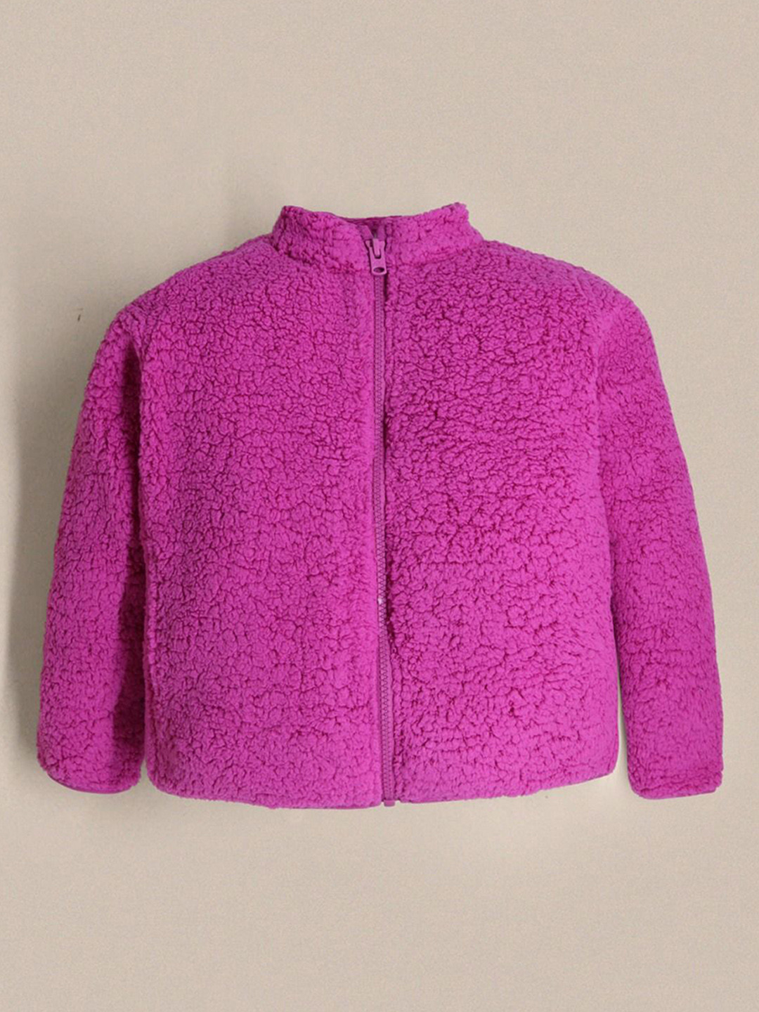Cherry Crumble Girls Mock Collar Self Design Casual Tailored Jacket