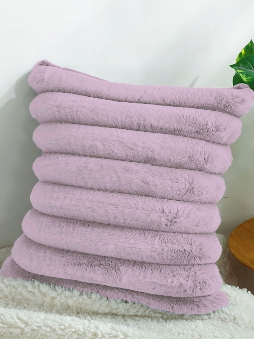 LUXEHOME INTERNATIONAL Mauve Square Cushion Covers