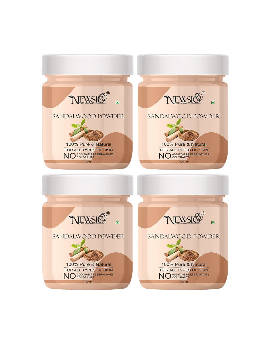 Newsio Set Of 4 Pure & Natural Sandalwood Powder For Skin - 100g Each