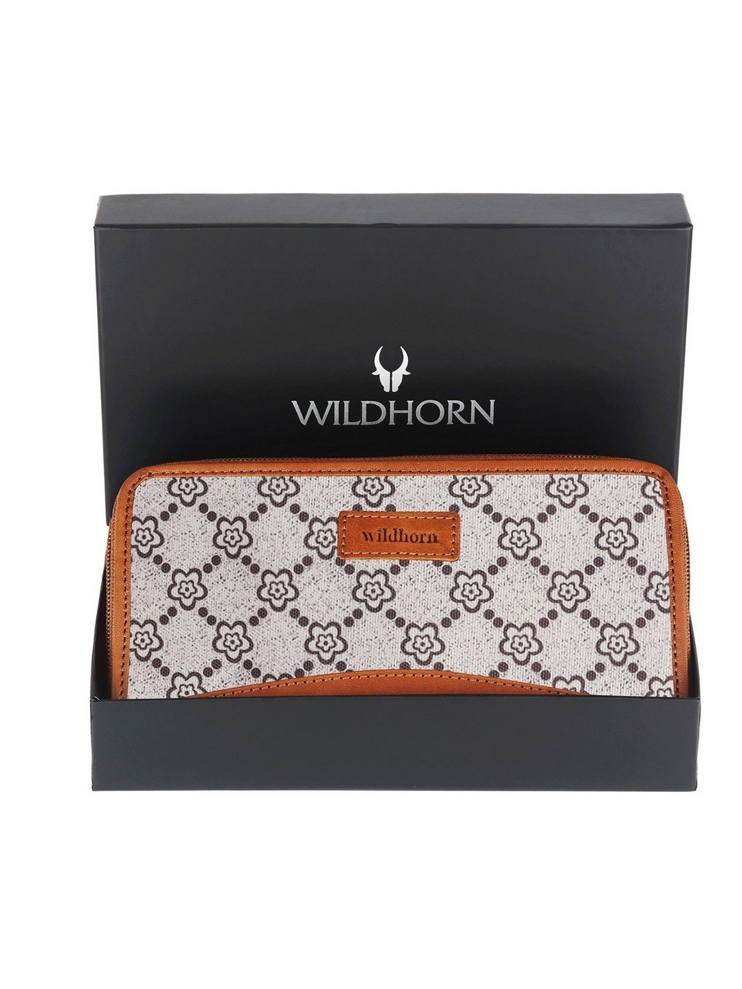 WildHorn Women Floral Printed Canvas Zip Around Wallet Clutch
