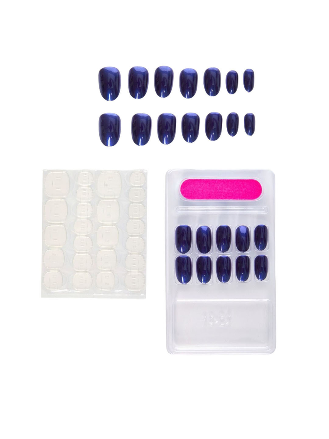 FEELHIGH Set of 24 Press On Metallic Reusable Artificial Nails - 05
