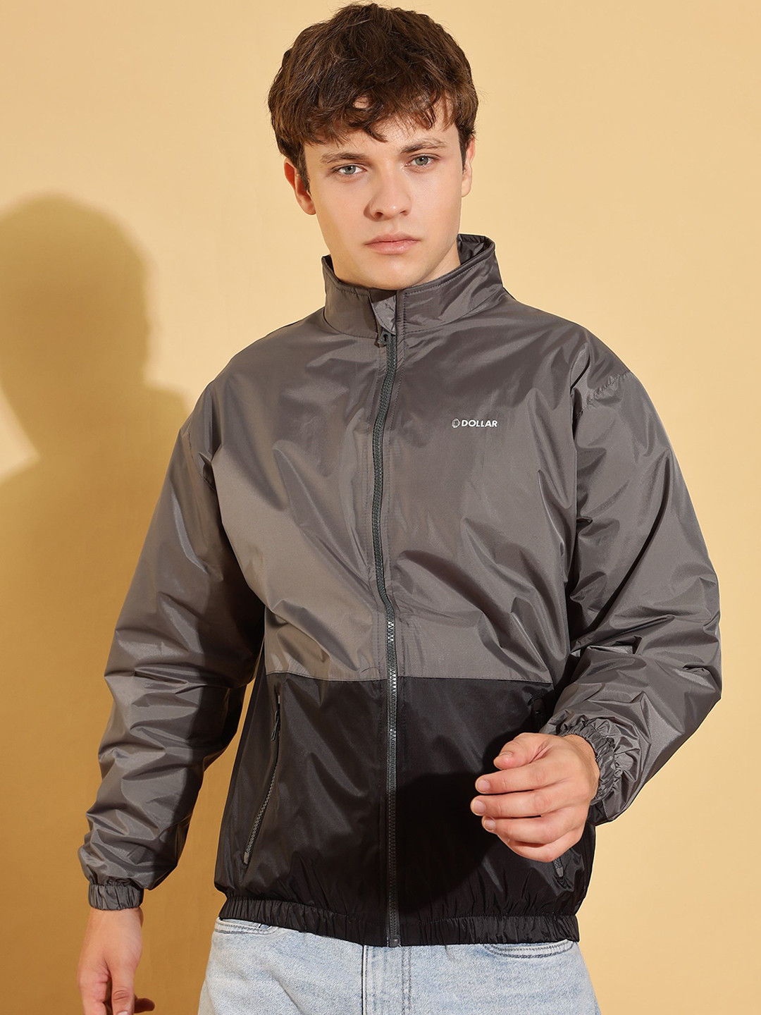 Dollar Men Colourblock Light Weight Windcheater with UV Protection and Pockets