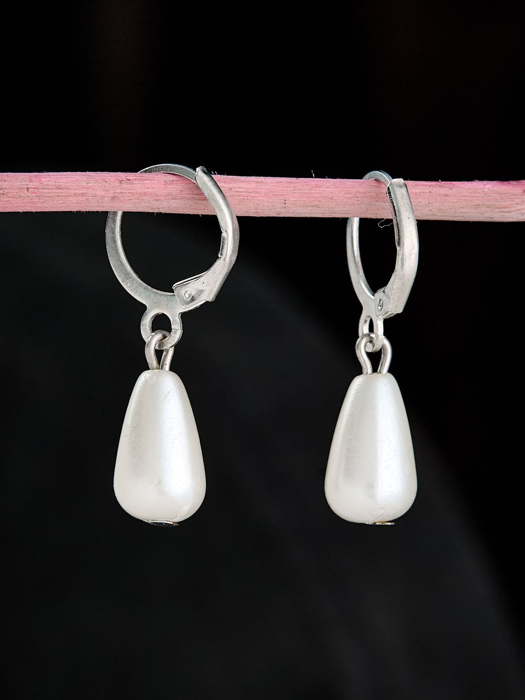 ATIBELLE Silver-Plated German Silver Stone Studded Delicate Hoop Earrings
