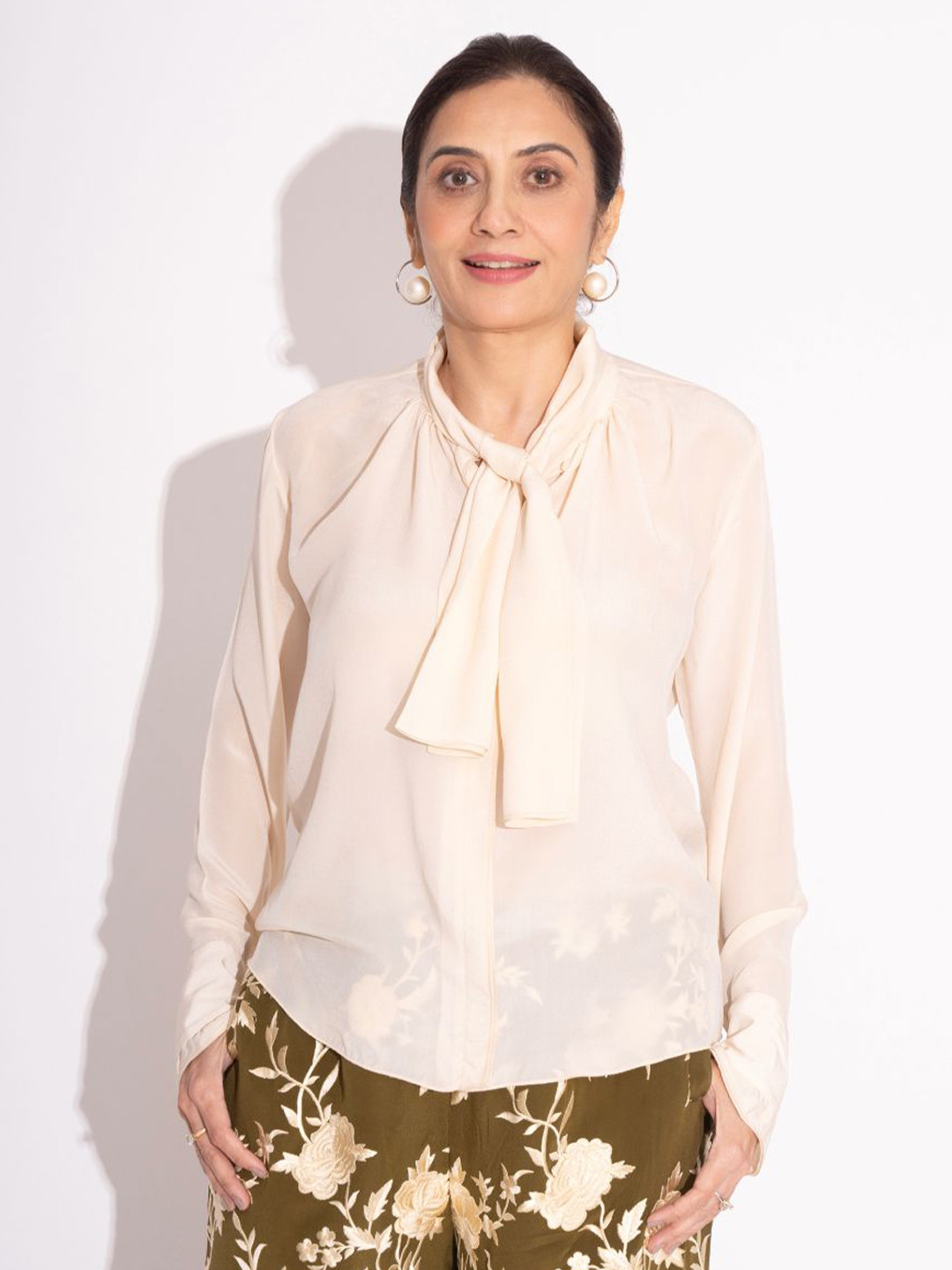 HOUSE OF INARI Women Crepe Bow Tie Top