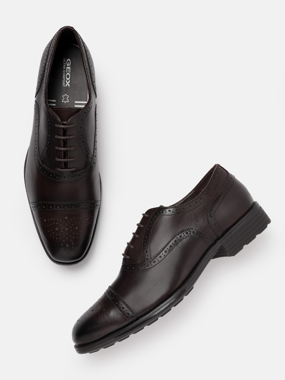 Geox Men U Walk Pleasure F B Textured Leather Formal Brogues