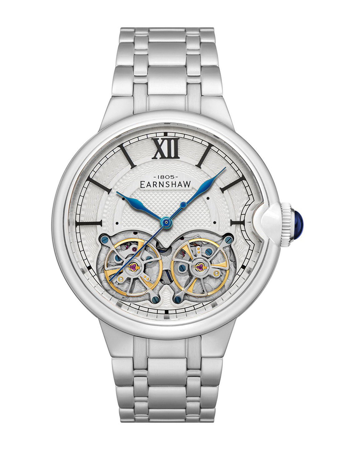 EARNSHAW Men Brass Dial Analogue Automatic Motion Powered Watch ES-8266-11