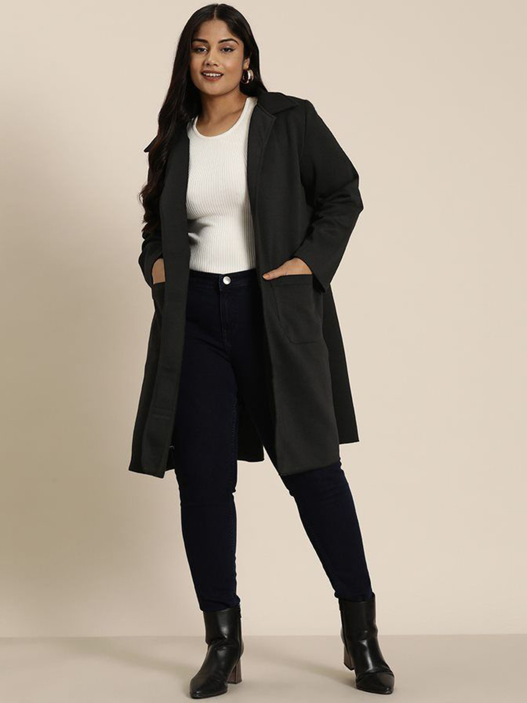 Qurvii+ Women Fleece Lightweight Duster Jacket