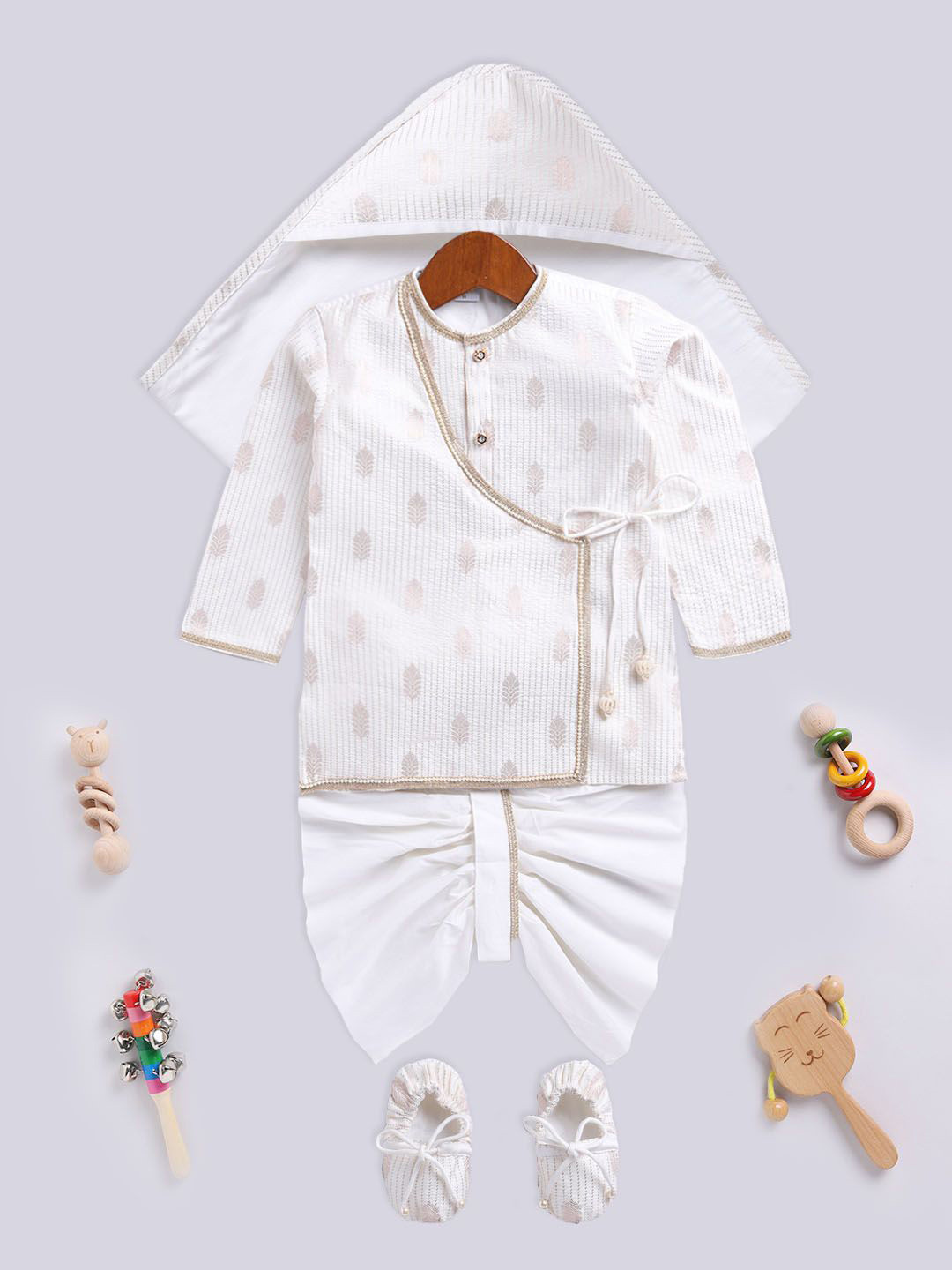 VASTRAMAY Infant Boys 4 Pcs Printed Baby Apparel Gift Set