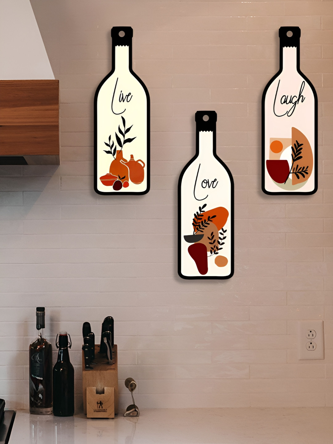 SEHAZ ARTWORKS Wood Matte Hall 3Pcs Wall Hangings-20In