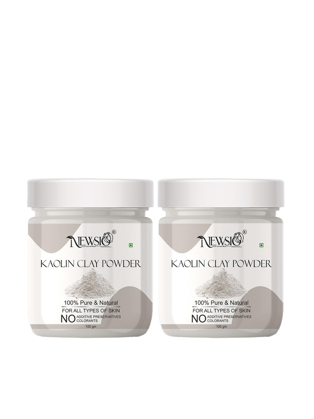 Newsio Set Of 2 Pure & Natural Kaolin Clay Powder For Skin - 100g Each