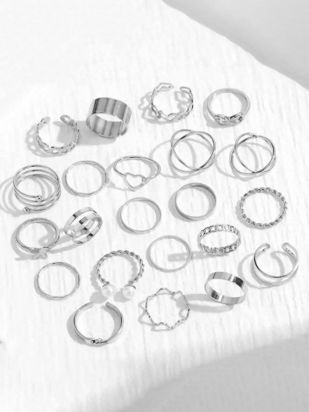 YouBella Pack Of 22 Silver-Plated Finger Ring