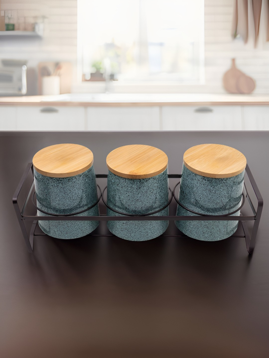 The Better Home Grey Ceramic Easy To Clean 3 Piece Clip-On Canister-650ml