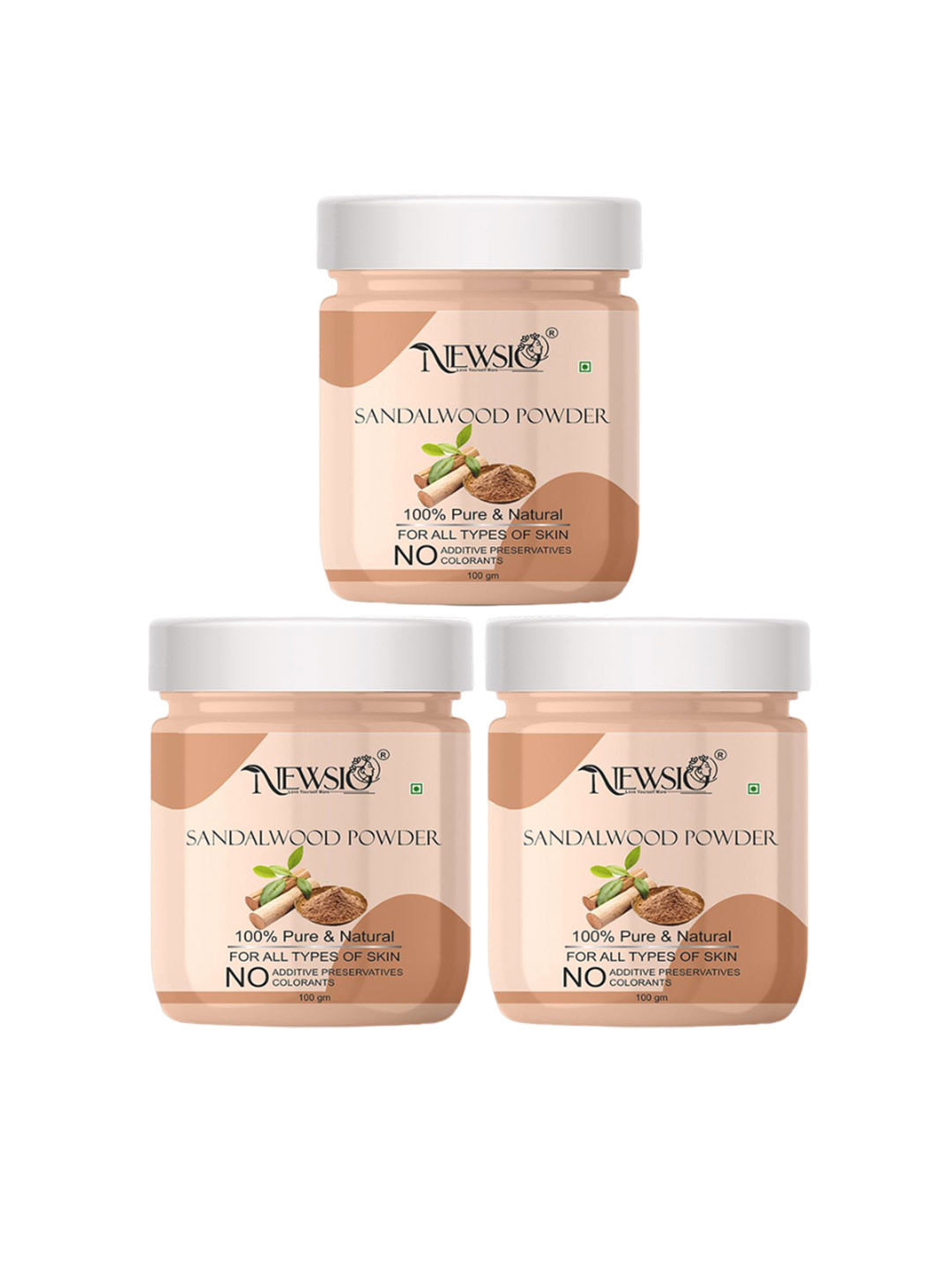 Newsio Set Of 3 100% Pure & Natural Sandalwood Powder For Face Pack - 100 g Each